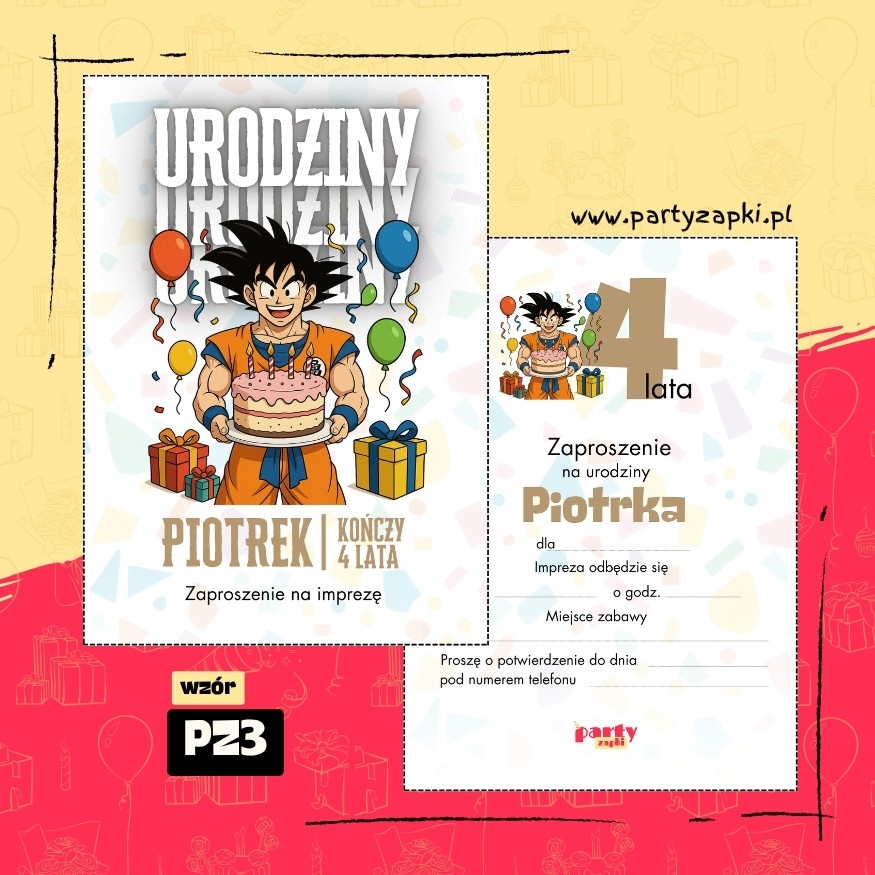 goku dragon ball zaproszenie na urodziny 03 pz3