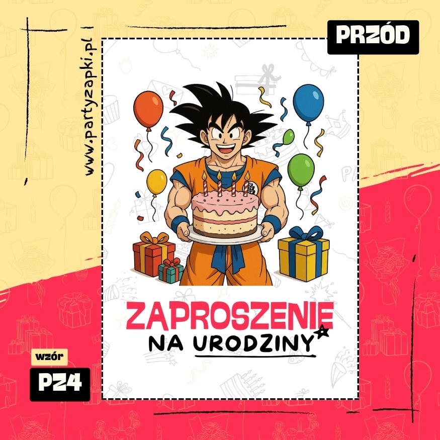 goku dragon ball zaproszenie na urodziny 03 pz4 przod