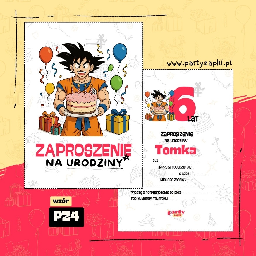 goku dragon ball zaproszenie na urodziny 03 pz4