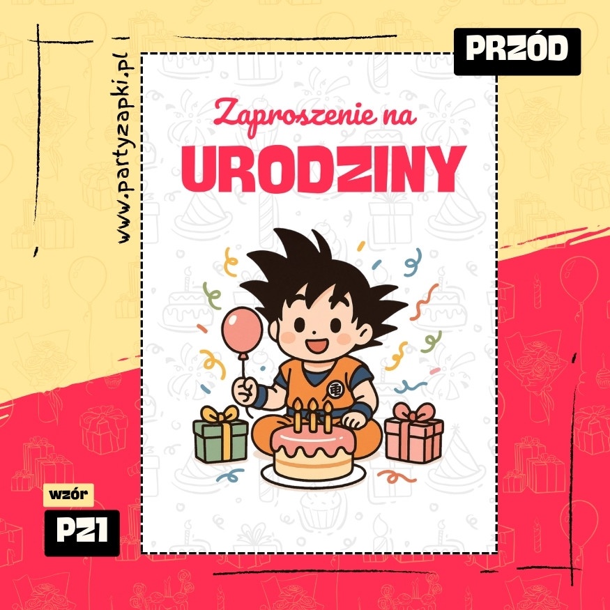 goku dragon ball zaproszenie na urodziny 04 pz1 przod