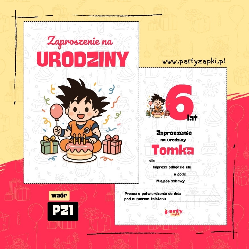 goku dragon ball zaproszenie na urodziny 04 pz1