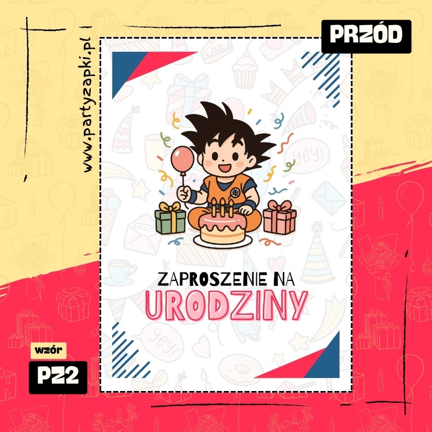 goku dragon ball zaproszenie na urodziny 04 pz2 przod