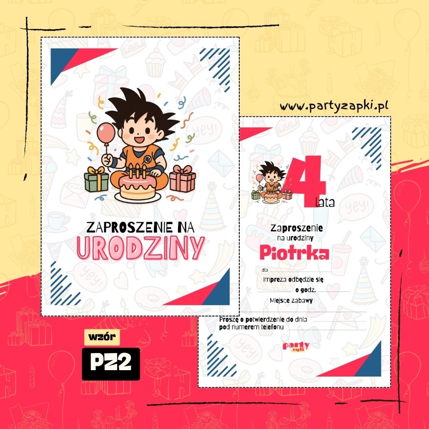 goku dragon ball zaproszenie na urodziny 04 pz2