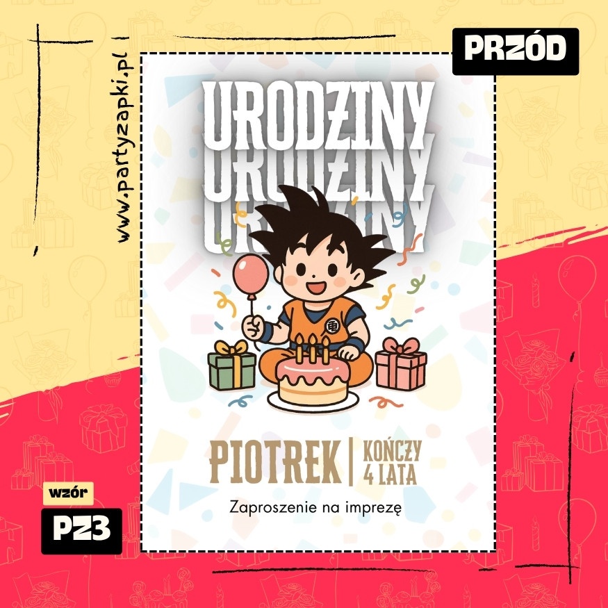 goku dragon ball zaproszenie na urodziny 04 pz3 przod