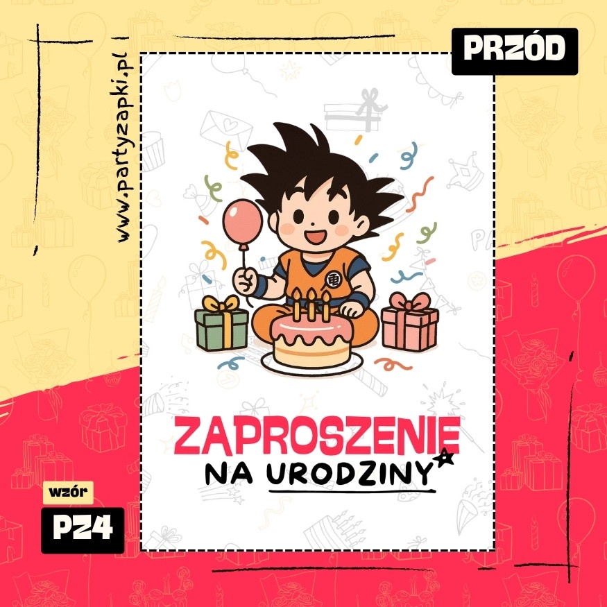 goku dragon ball zaproszenie na urodziny 04 pz4 przod