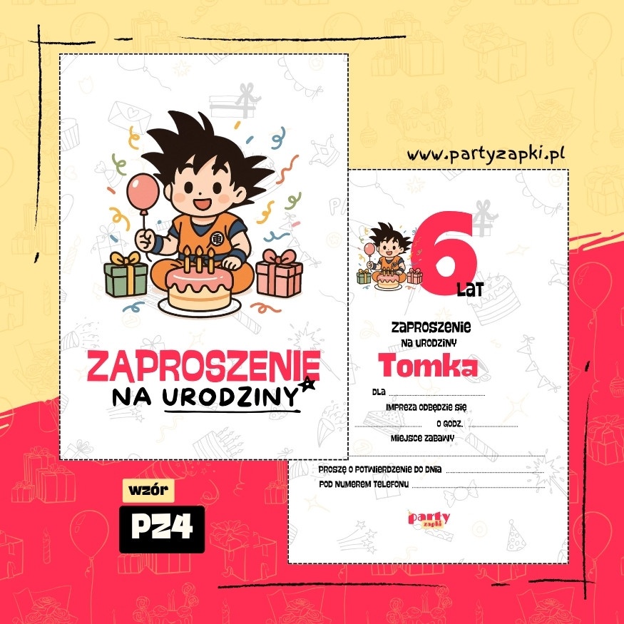 goku dragon ball zaproszenie na urodziny 04 pz4
