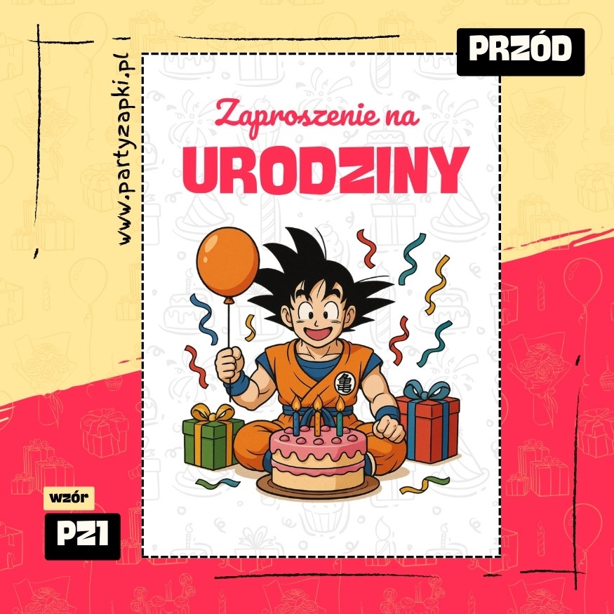 goku dragon ball zaproszenie na urodziny 05 pz1 przod