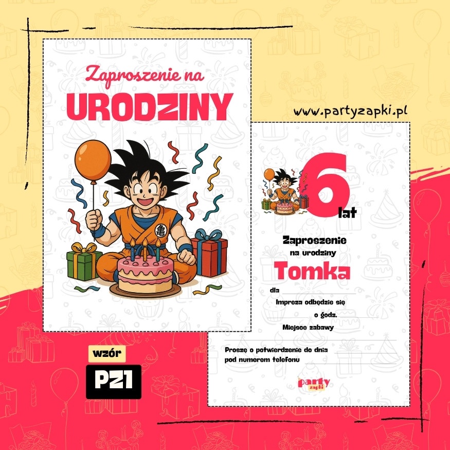 goku dragon ball zaproszenie na urodziny 05 pz1
