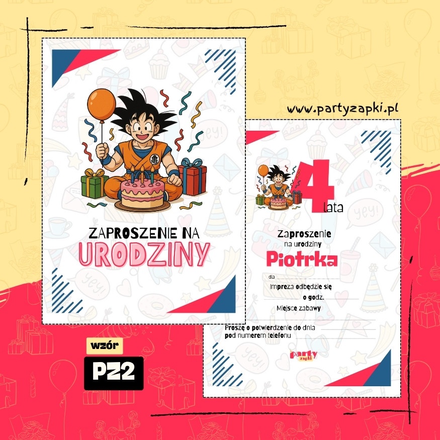 goku dragon ball zaproszenie na urodziny 05 pz2