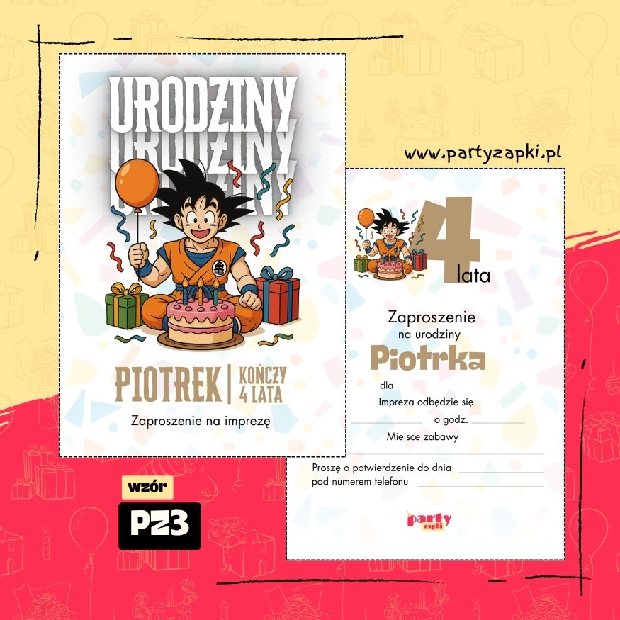 goku dragon ball zaproszenie na urodziny 05 pz3