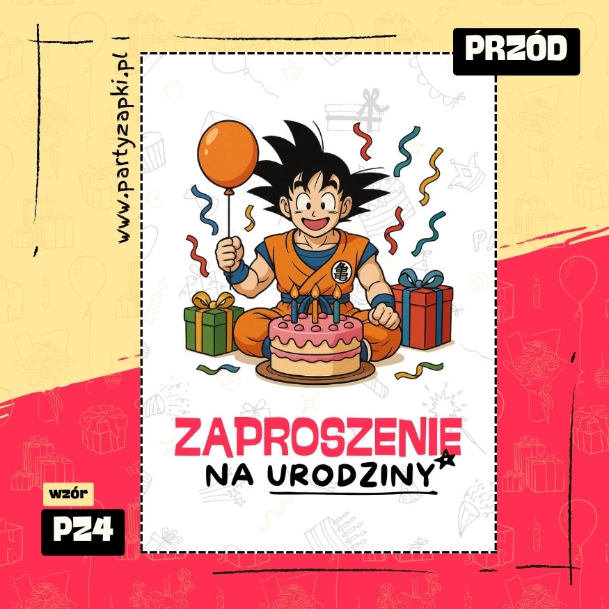 goku dragon ball zaproszenie na urodziny 05 pz4 przod