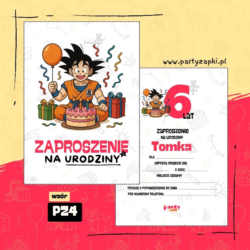 goku dragon ball zaproszenie na urodziny 05 pz4