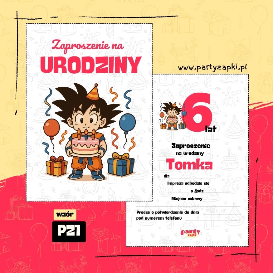 goku dragon ball zaproszenie na urodziny 07 pz1