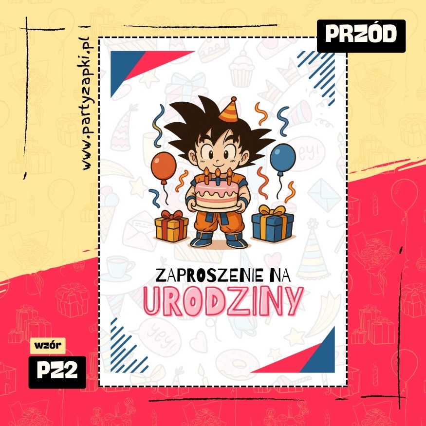 goku dragon ball zaproszenie na urodziny 07 pz2 przod