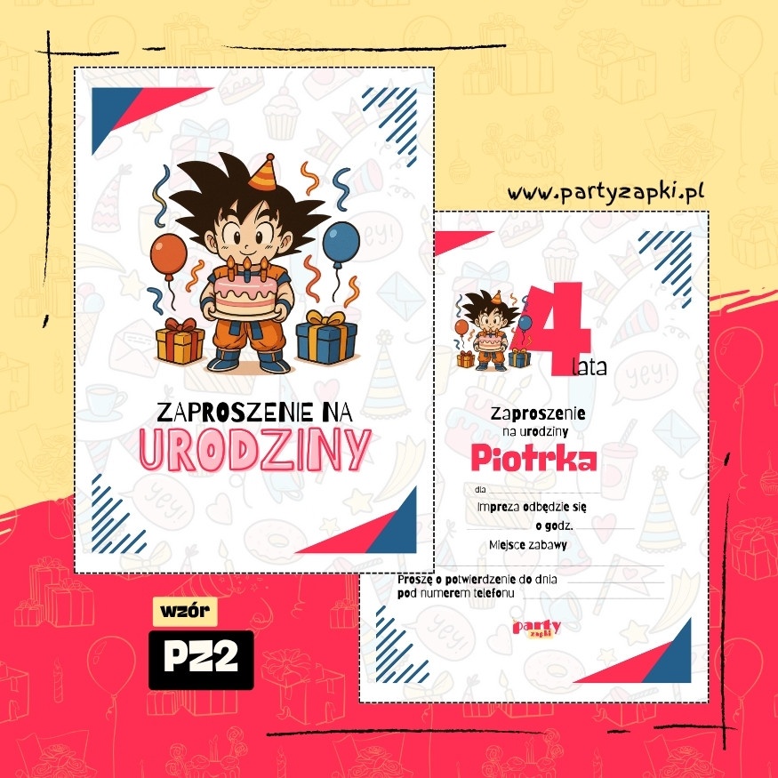 goku dragon ball zaproszenie na urodziny 07 pz2