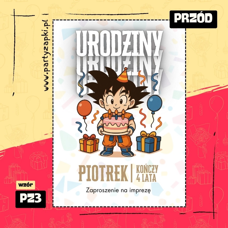 goku dragon ball zaproszenie na urodziny 07 pz3 przod