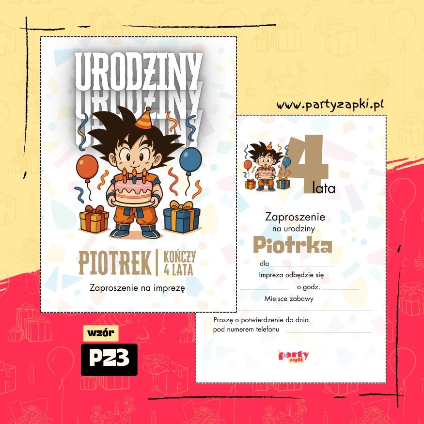 goku dragon ball zaproszenie na urodziny 07 pz3