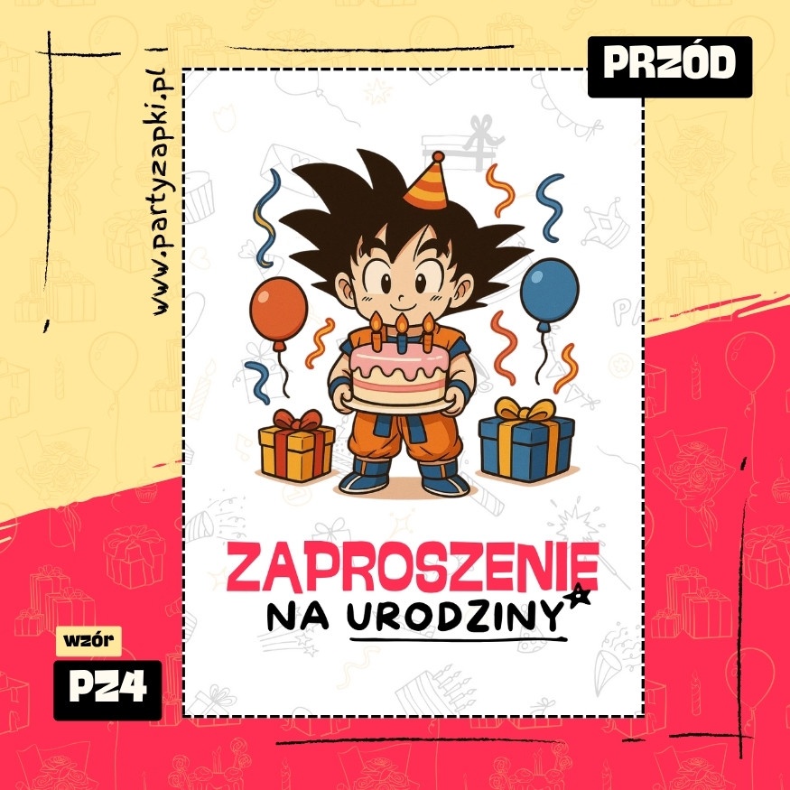 goku dragon ball zaproszenie na urodziny 07 pz4 przod