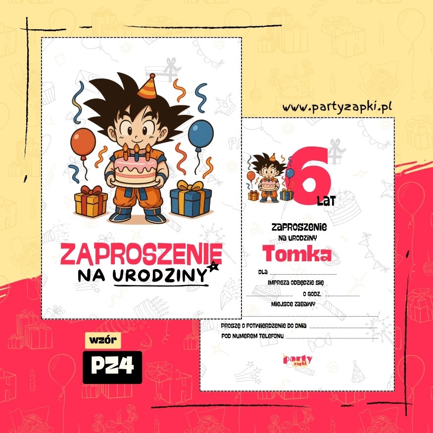 goku dragon ball zaproszenie na urodziny 07 pz4