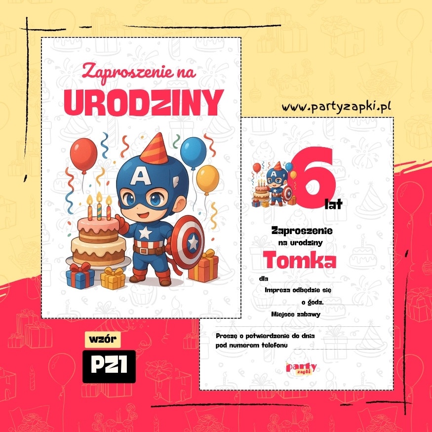 kapitan ameryka zaproszenie na urodziny 01 pz1