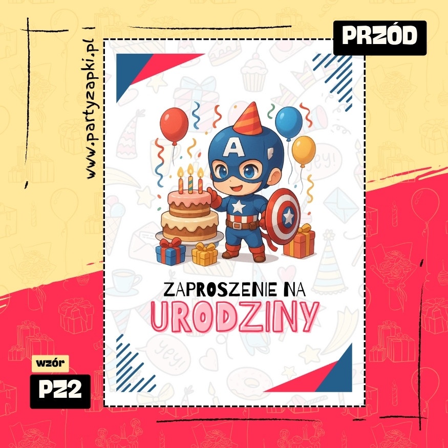 kapitan ameryka zaproszenie na urodziny 01 pz2 przod