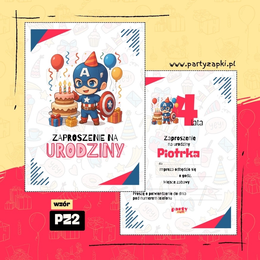 kapitan ameryka zaproszenie na urodziny 01 pz2
