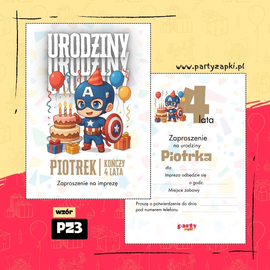 kapitan ameryka zaproszenie na urodziny 01 pz3