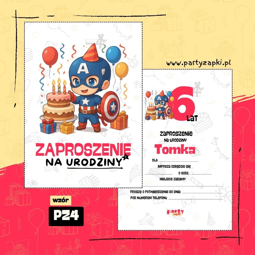 kapitan ameryka zaproszenie na urodziny 01 pz4