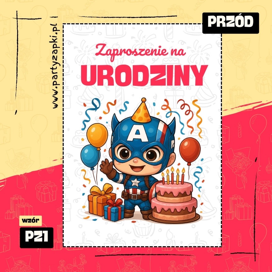 kapitan ameryka zaproszenie na urodziny 02 pz1 przod