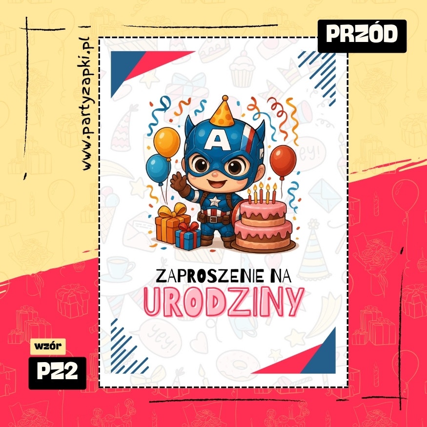 kapitan ameryka zaproszenie na urodziny 02 pz2 przod