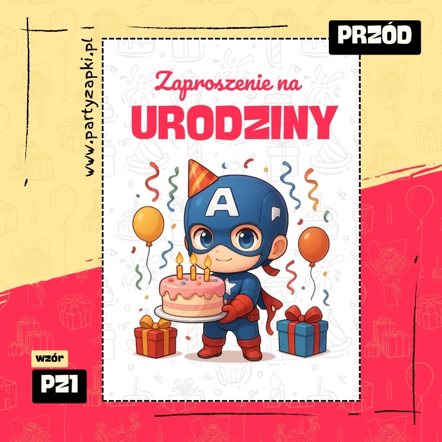 kapitan ameryka zaproszenie na urodziny 03 pz1 przod