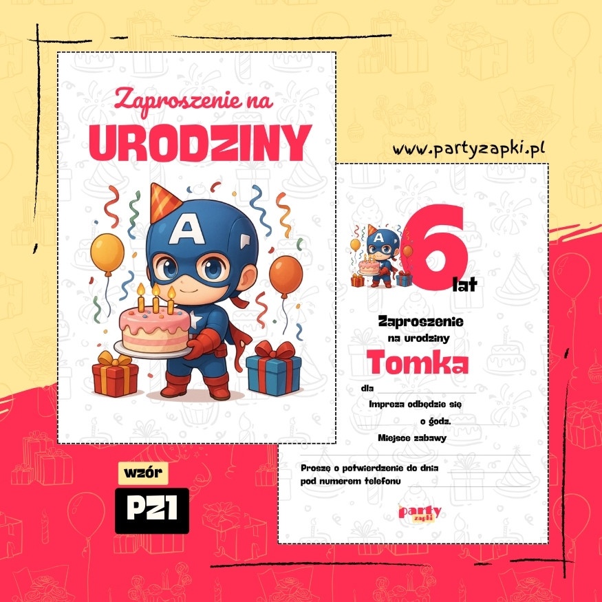 kapitan ameryka zaproszenie na urodziny 03 pz1