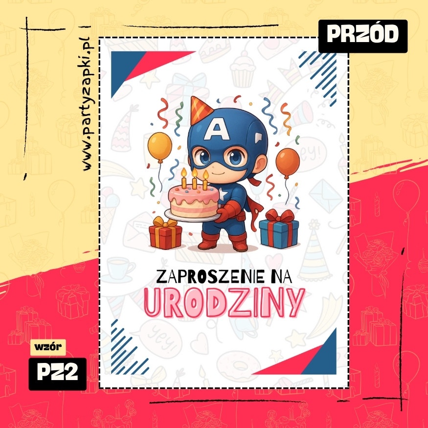 kapitan ameryka zaproszenie na urodziny 03 pz2 przod