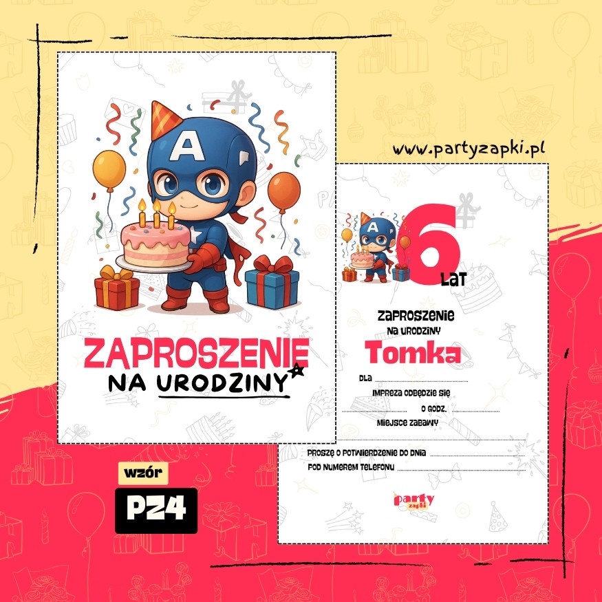 kapitan ameryka zaproszenie na urodziny 03 pz4