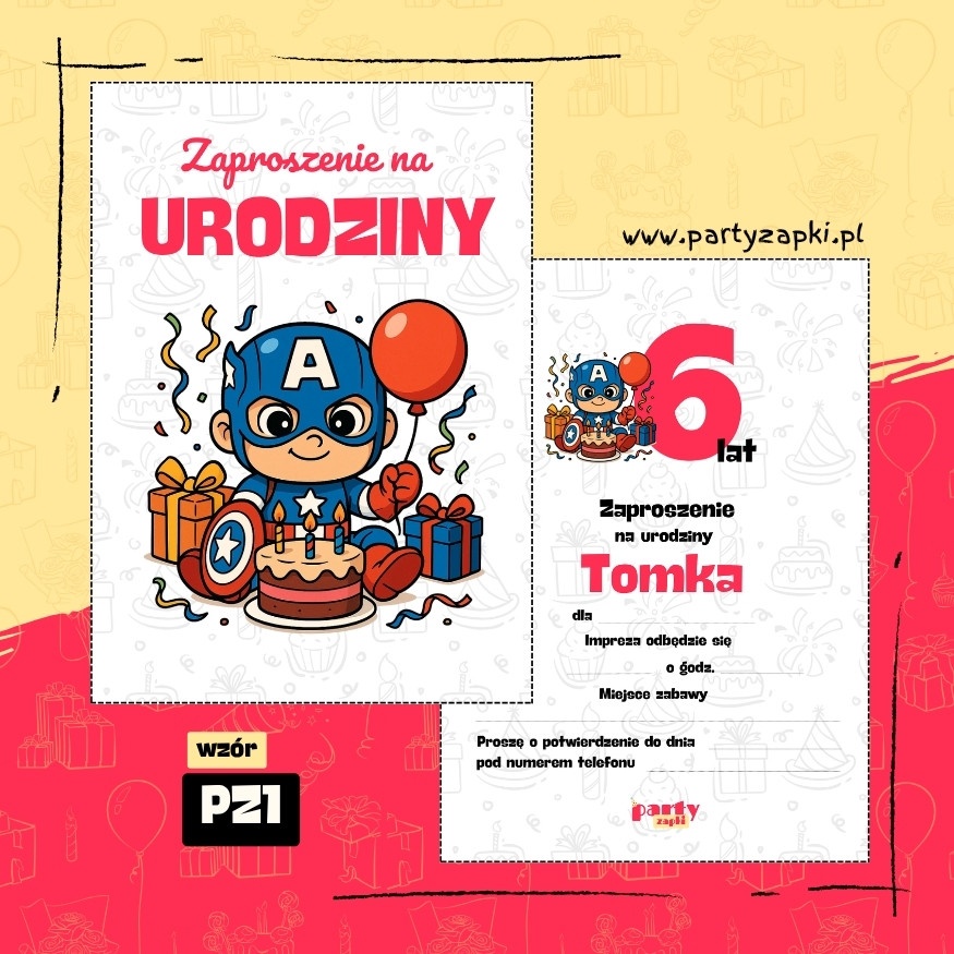 kapitan ameryka zaproszenie na urodziny 04 pz1
