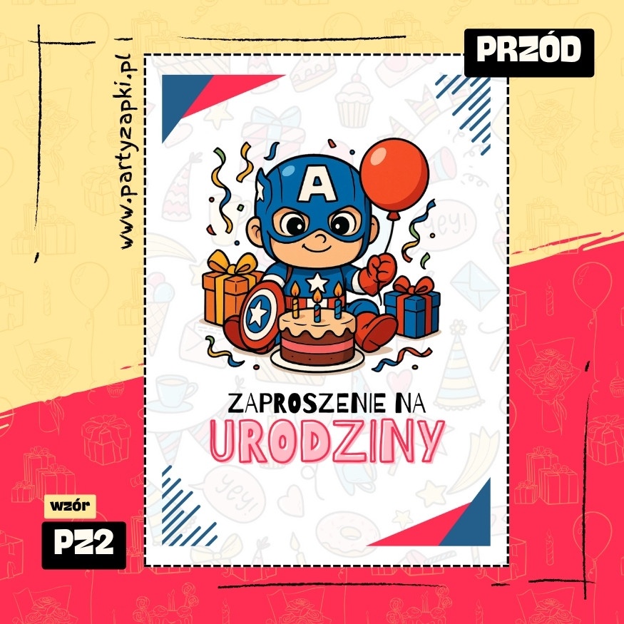 kapitan ameryka zaproszenie na urodziny 04 pz2 przod