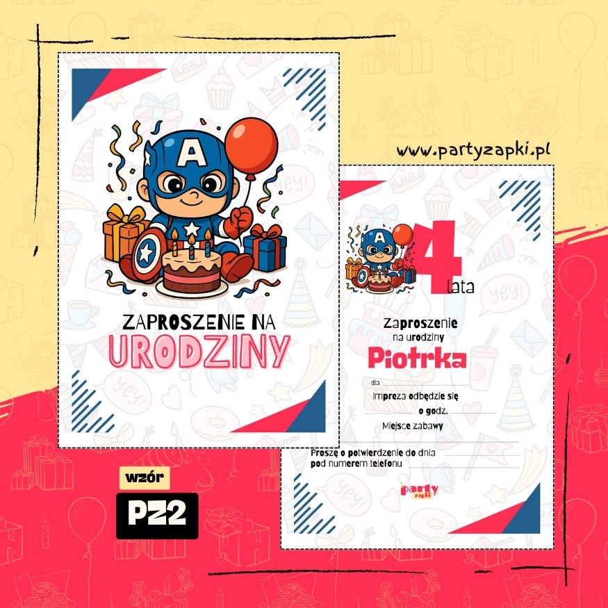 kapitan ameryka zaproszenie na urodziny 04 pz2