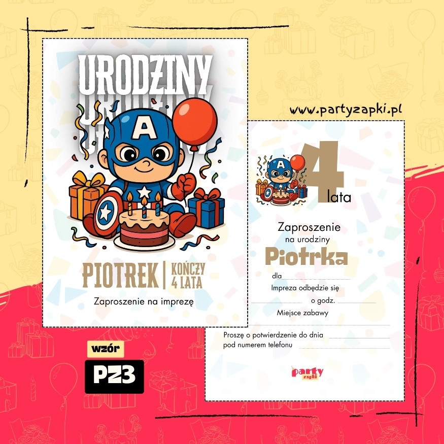 kapitan ameryka zaproszenie na urodziny 04 pz3