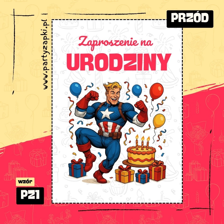 kapitan ameryka zaproszenie na urodziny 05 pz1 przod