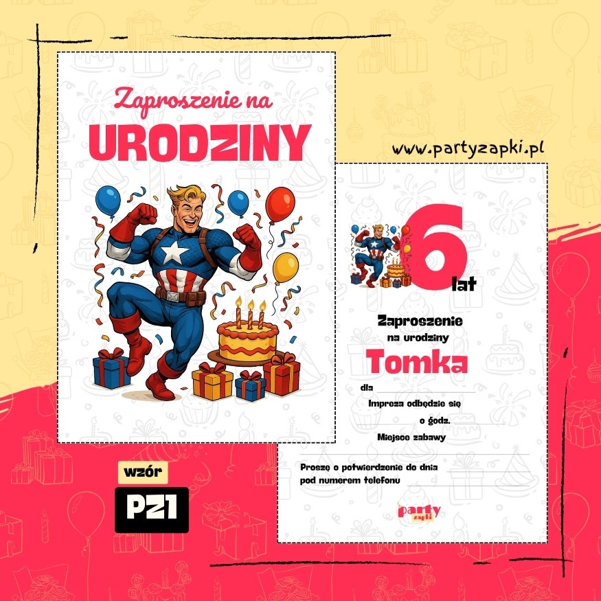 kapitan ameryka zaproszenie na urodziny 05 pz1