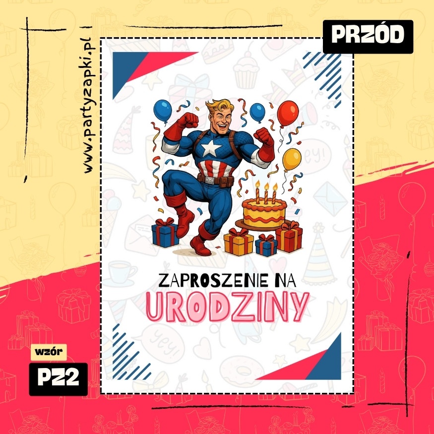 kapitan ameryka zaproszenie na urodziny 05 pz2 przod