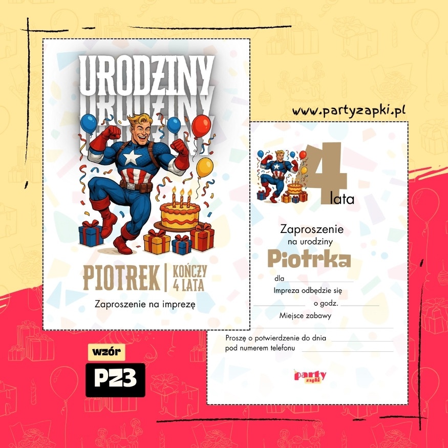 kapitan ameryka zaproszenie na urodziny 05 pz3