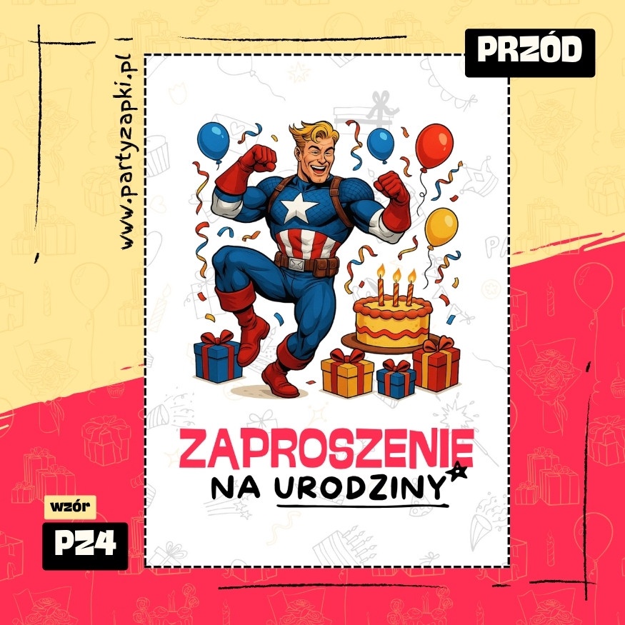kapitan ameryka zaproszenie na urodziny 05 pz4 przod