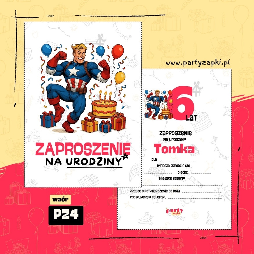 kapitan ameryka zaproszenie na urodziny 05 pz4
