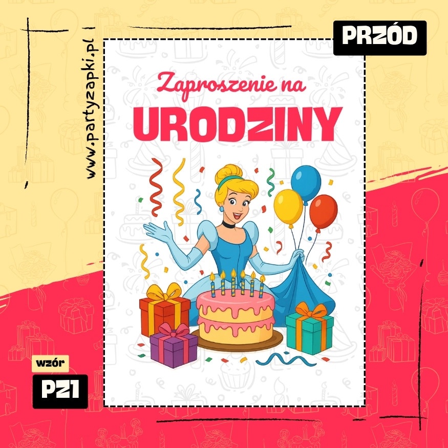 kopciuszek zaproszenie na urodziny 01 pz1 przod