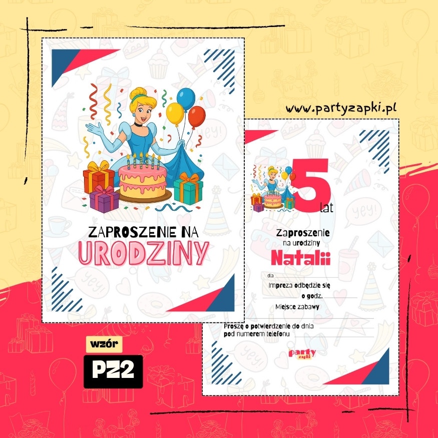 kopciuszek zaproszenie na urodziny 01 pz2