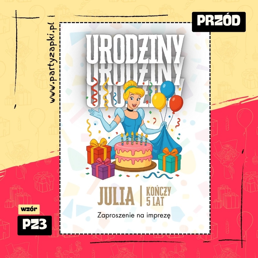 kopciuszek zaproszenie na urodziny 01 pz3 przod
