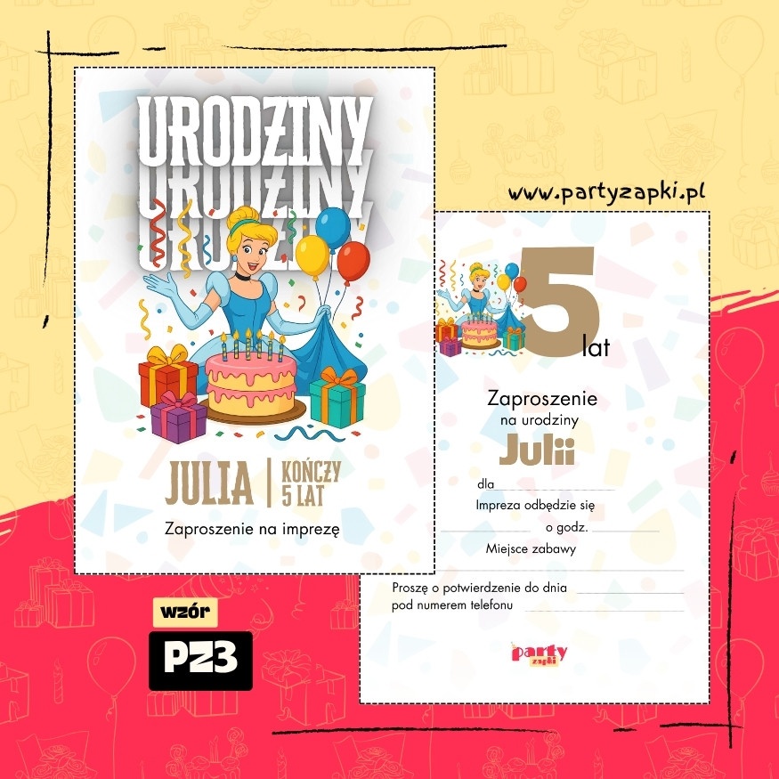 kopciuszek zaproszenie na urodziny 01 pz3