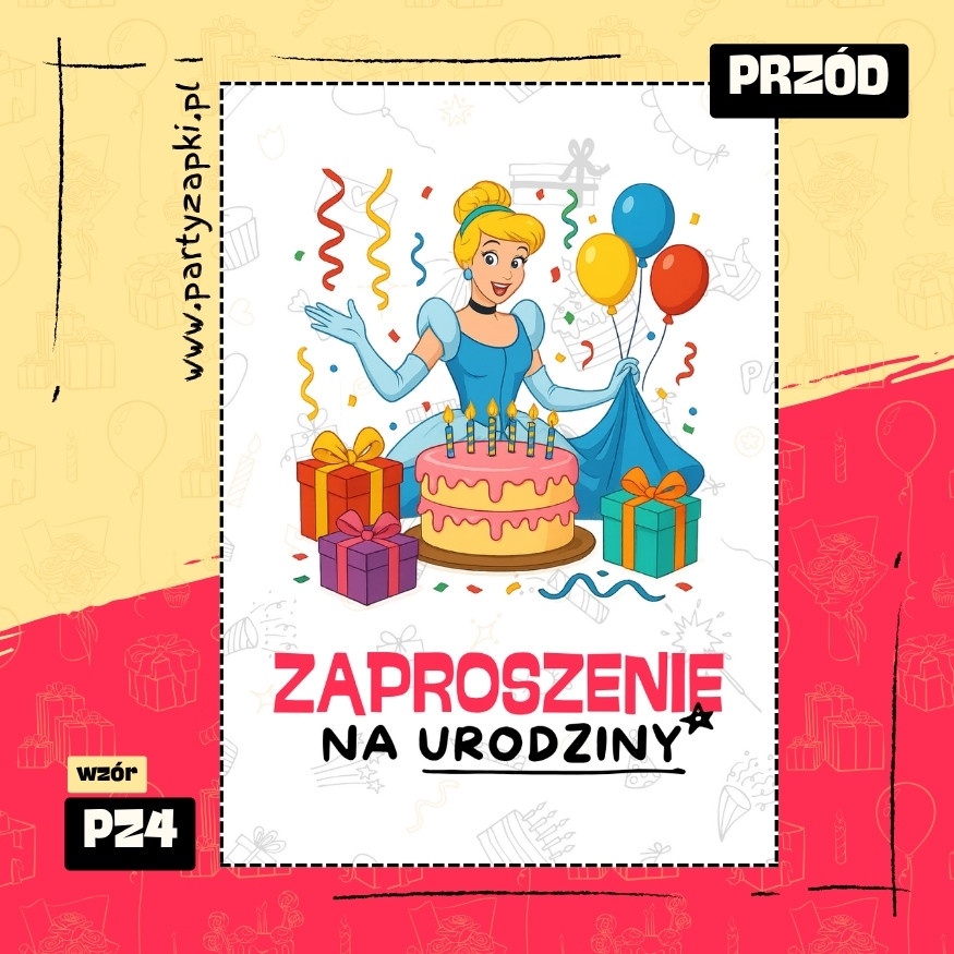 kopciuszek zaproszenie na urodziny 01 pz4 przod