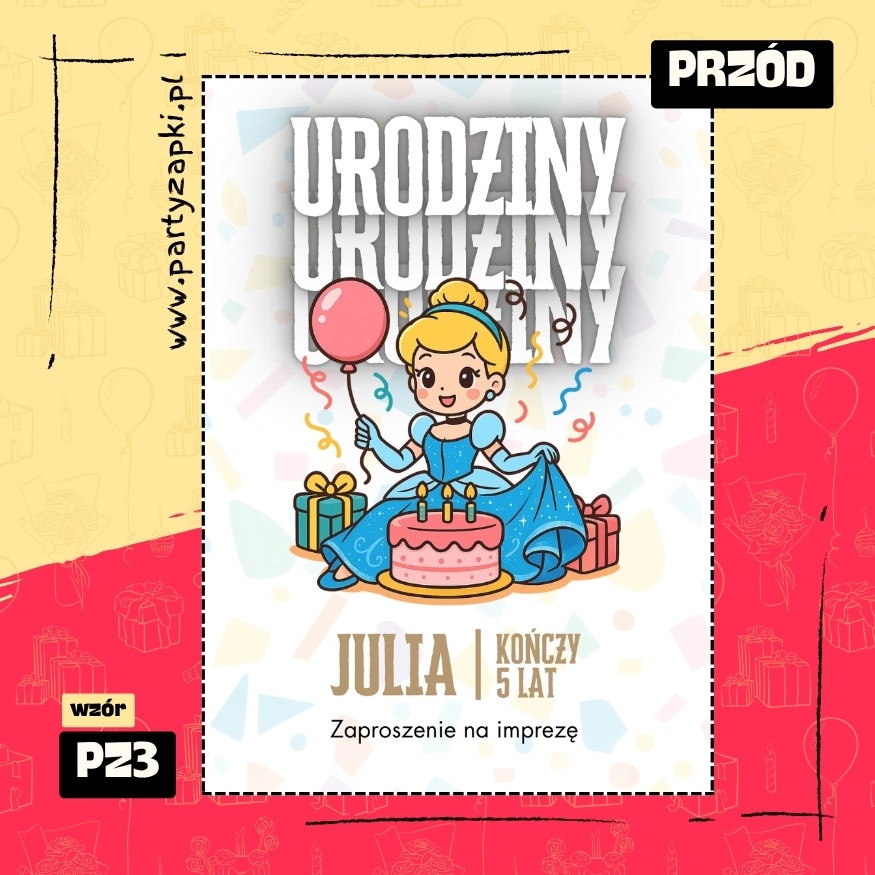 kopciuszek zaproszenie na urodziny 04 pz3 przod